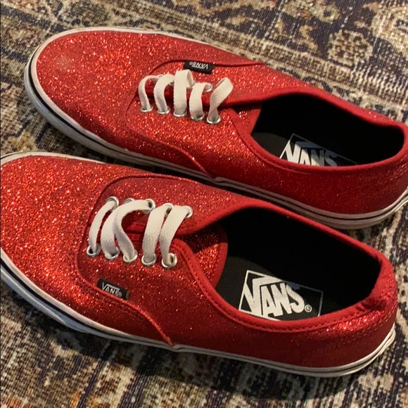 red sparkly vans